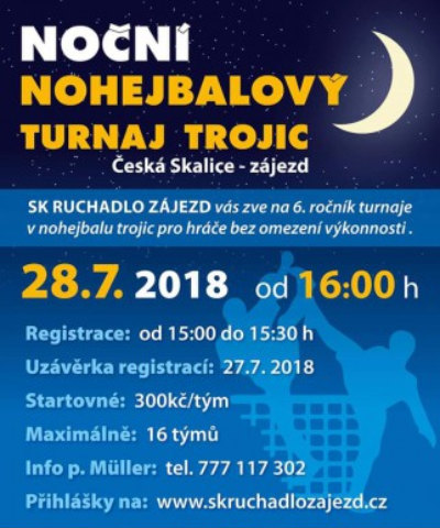 Noční nohejbalový turnaj trojic v České Skalici